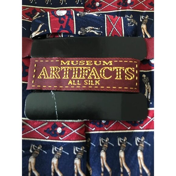 100% Silk Museum Artifacts Novelty Golfers Golf Sports Mens Tie - Picture 2 of 4